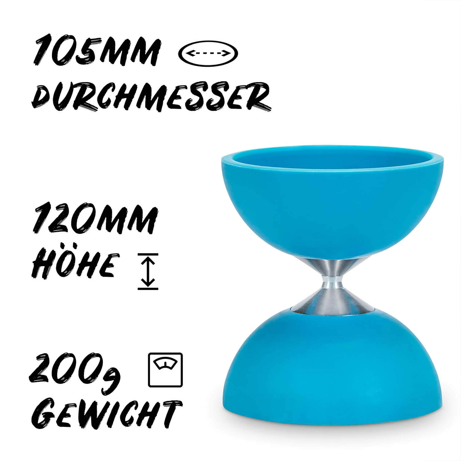 Diabolo Freizeitsport - Diabolo Set Basic Türkis 105mm 200g Diabolo Freizeitsport - Diabolo Set Basic Türkis 105mm 200g
