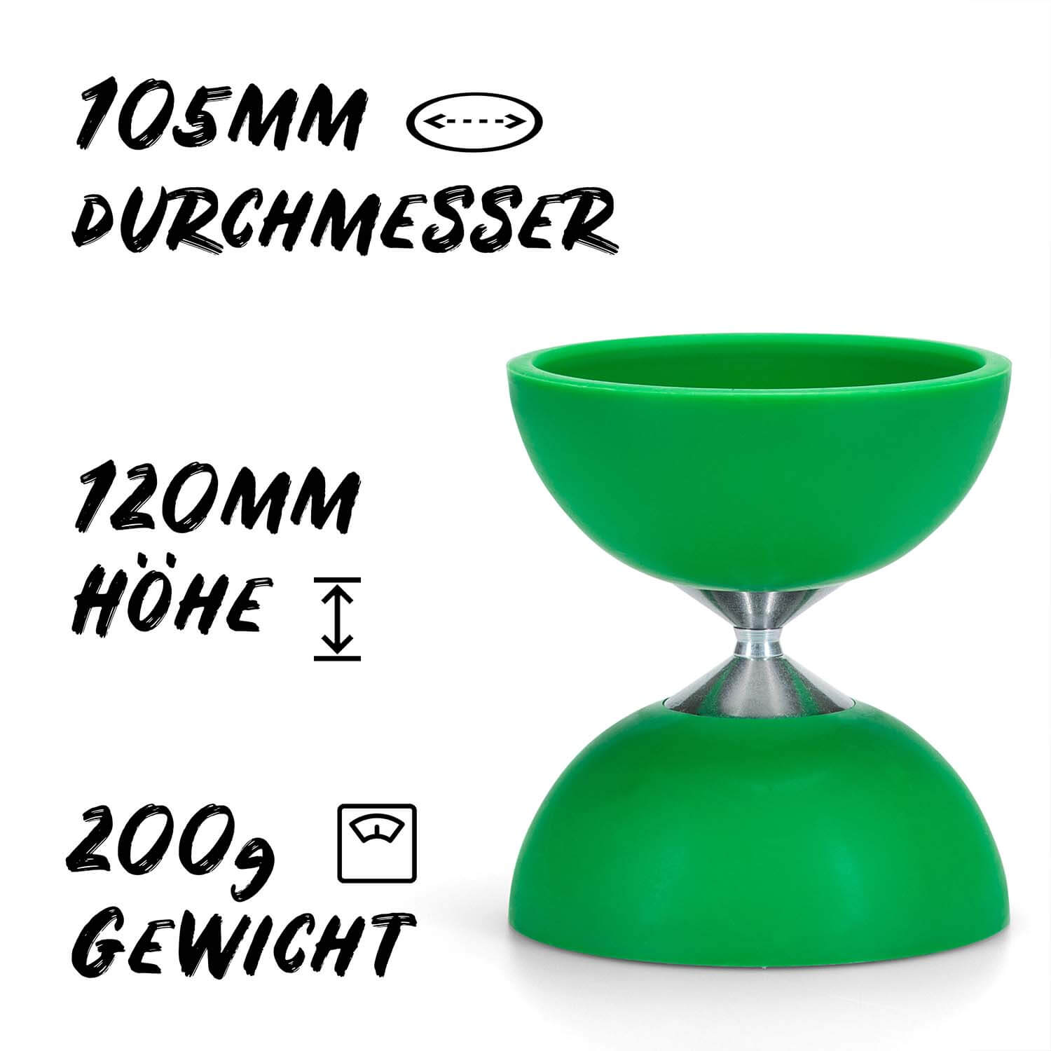 Diabolo Freizeitsport - Diabolo Set Basic Grün 105mm 200g Diabolo Freizeitsport - Diabolo Set Basic Grün 105mm 200g