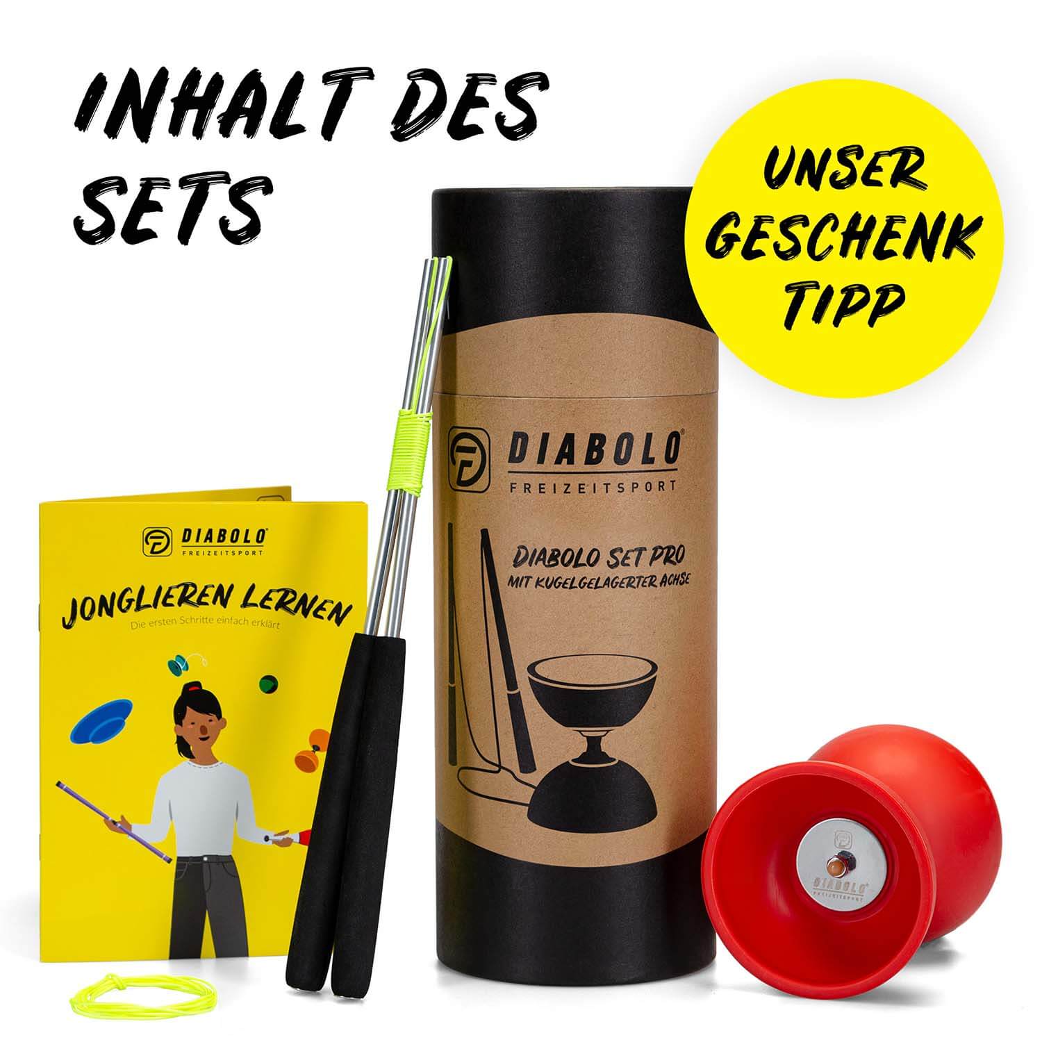 Diabolo Freizeitsport - Diabolo Set Pro Rot Setinhalt Diabolo Freizeitsport - Diabolo Set Pro Rot Setinhalt