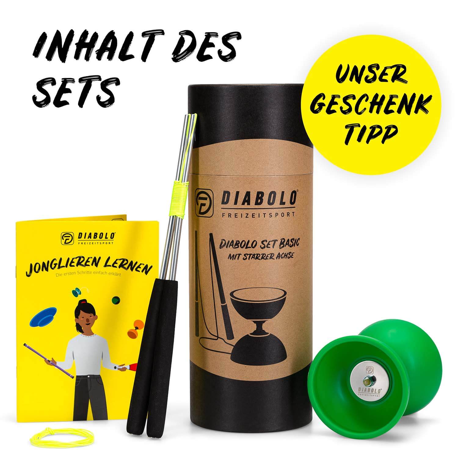 Diabolo Freizeitsport - Diabolo Set Basic Grün Setinhalt Diabolo Freizeitsport - Diabolo Set Basic Grün Setinhalt