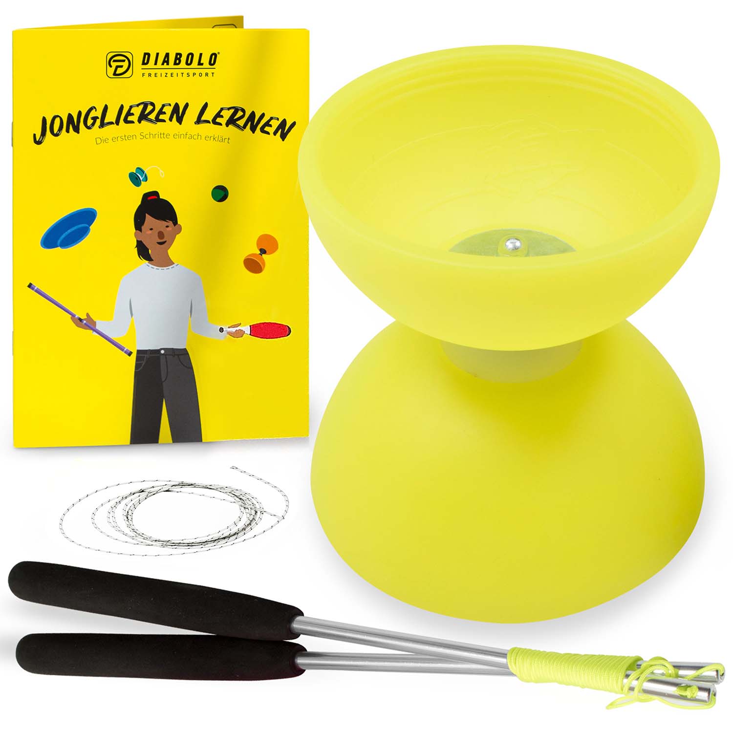 Diabolo Freizeitsport - Play Diabolo Set Comet Diabolo Neongelb 001 Diabolo Freizeitsport - Play Diabolo Set Comet Diabolo Neongelb 001