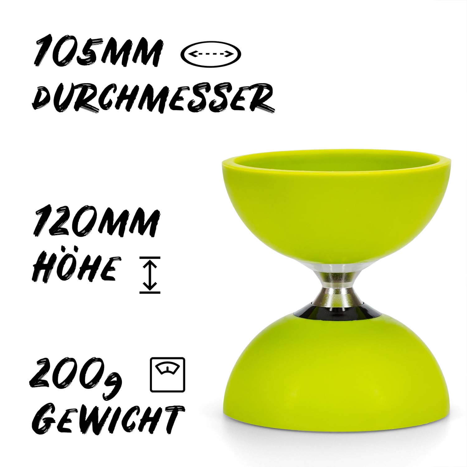 Diabolo Freizeitsport - Diabolo Set Pro Lime 105mm 200g Diabolo Freizeitsport - Diabolo Set Pro Lime 105mm 200g
