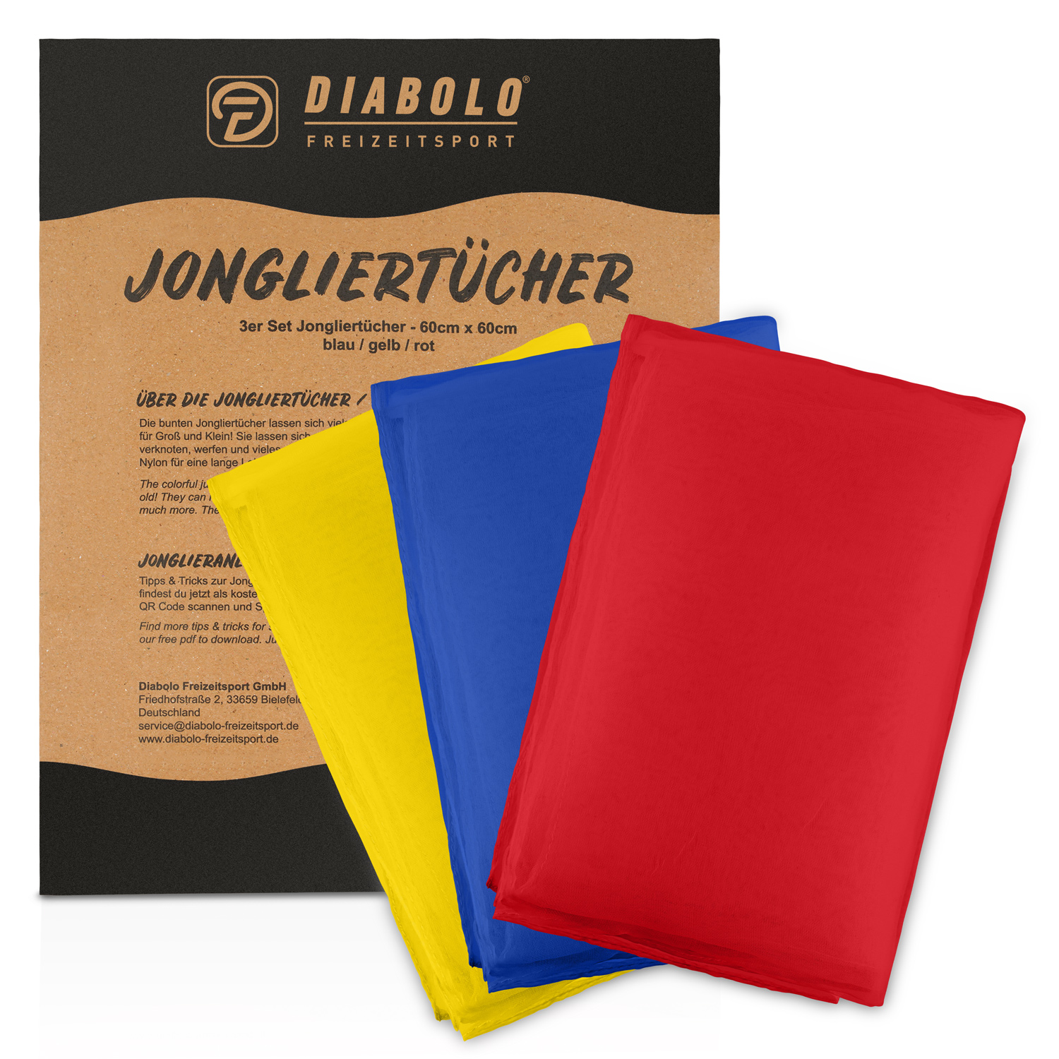 Diabolo Freizeitsport Jongliertücher 60cm (3er Set)
