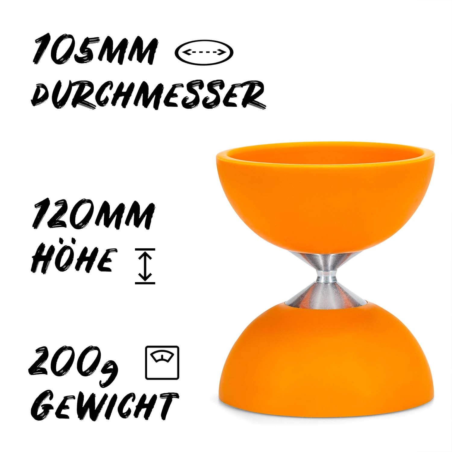 Diabolo Freizeitsport - Diabolo Set Basic Orange 105mm 200g Diabolo Freizeitsport - Diabolo Set Basic Orange 105mm 200g