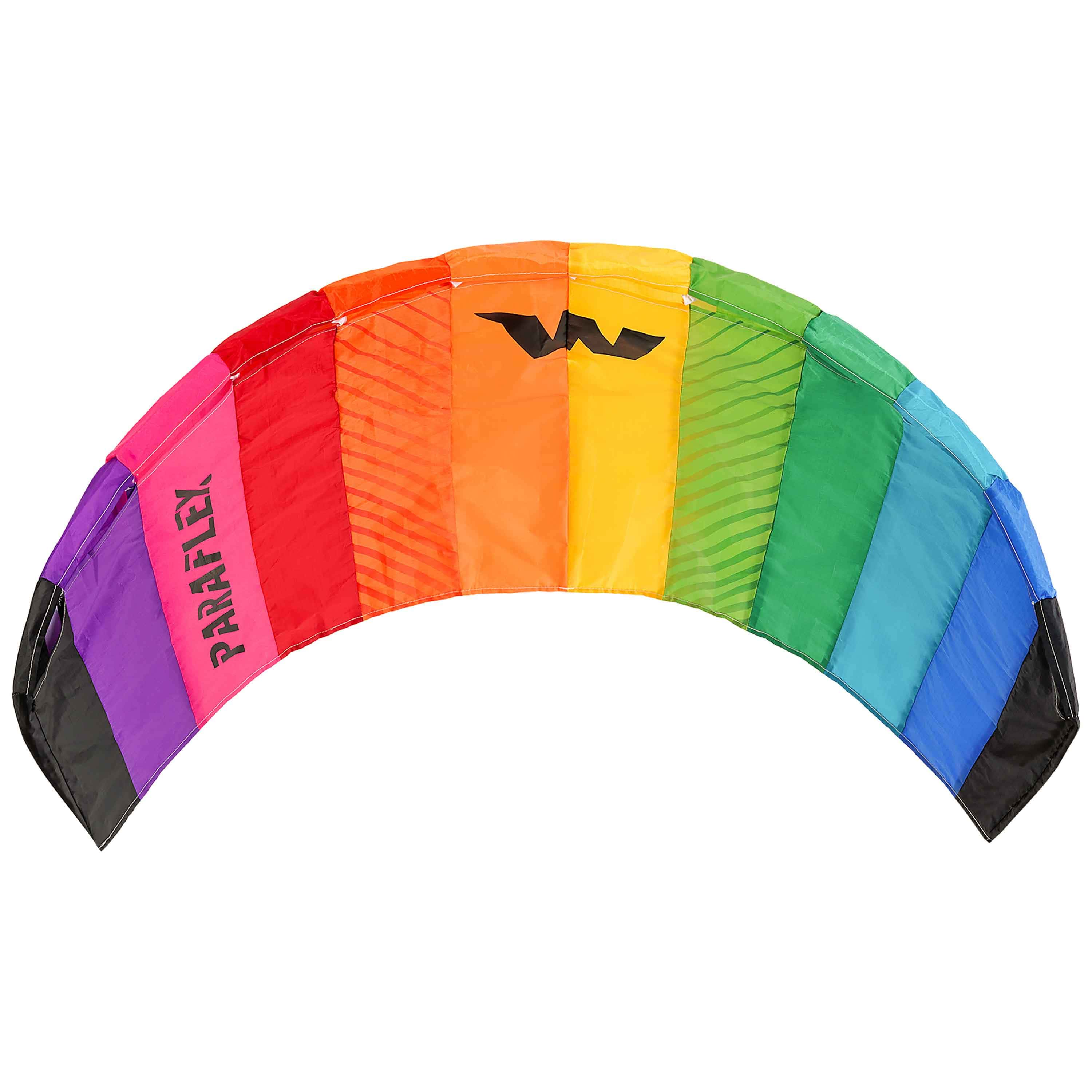 Wolkenstürmer Einsteigerdrachen zum Lenkdrachenfliegen in sehr guter Qualität online bei Diabolo Freizeitsport kaufen! Regenbogen Lenkdrachen mit Luftkammern in bunten Farben auf weißen Hintergrund
