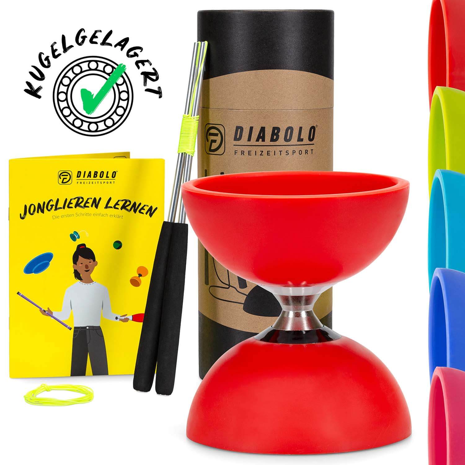 Diabolo Freizeitsport - Diabolo Set Pro Rot Alle Farben mit Ersatzschnur Diabolo Freizeitsport - Diabolo Set Pro Rot Alle Farben mit Ersatzschnur