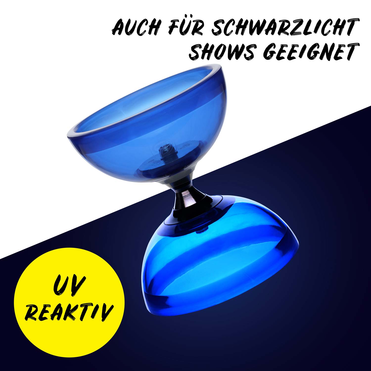 Diabolo Freizeitsport - Diabolo Set Pro Clear Set Blau Uv Reaktiv Diabolo Freizeitsport - Diabolo Set Pro Clear Set Blau Uv Reaktiv