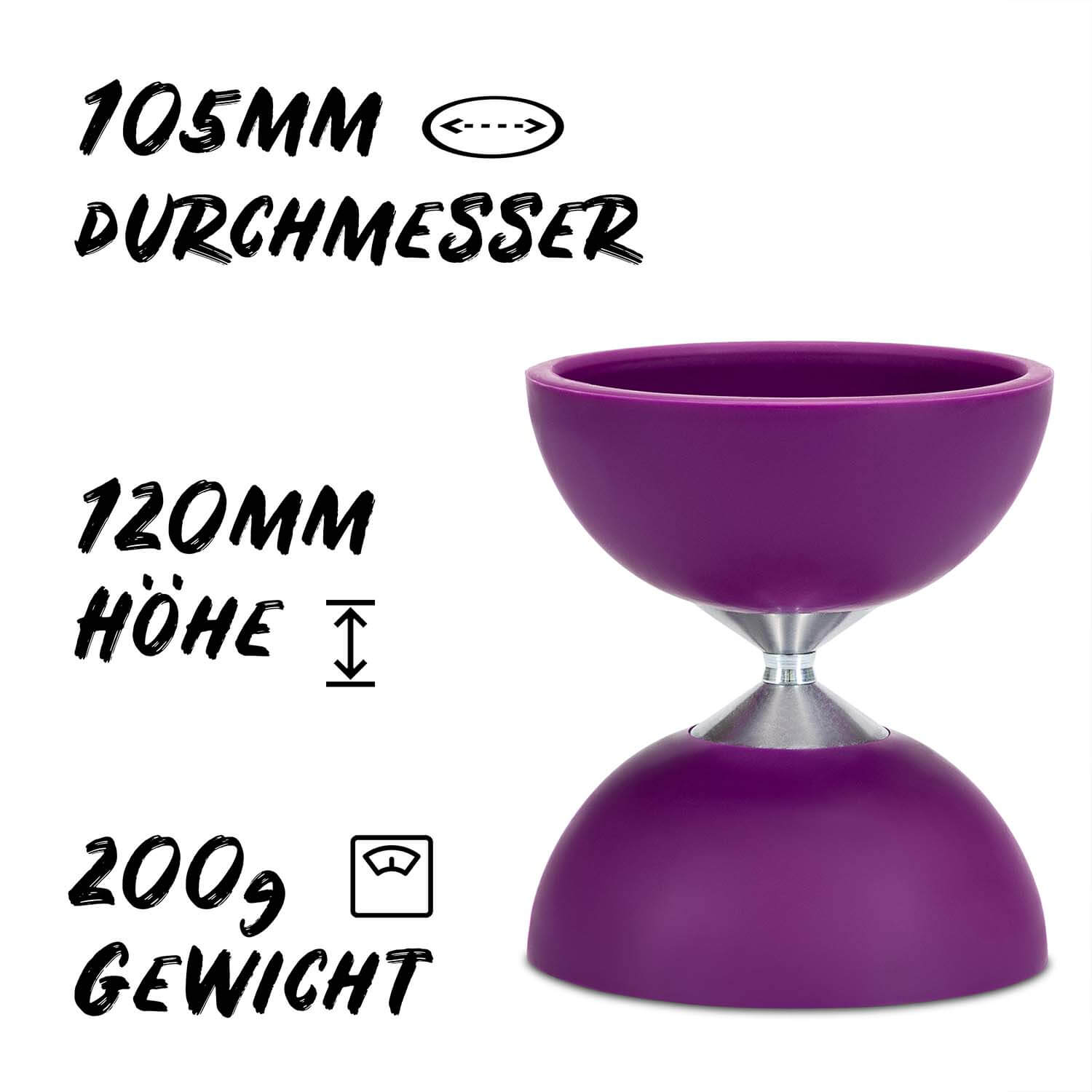 Diabolo Freizeitsport - Diabolo Set Basic Lila 105mm 200g Diabolo Freizeitsport - Diabolo Set Basic Lila 105mm 200g