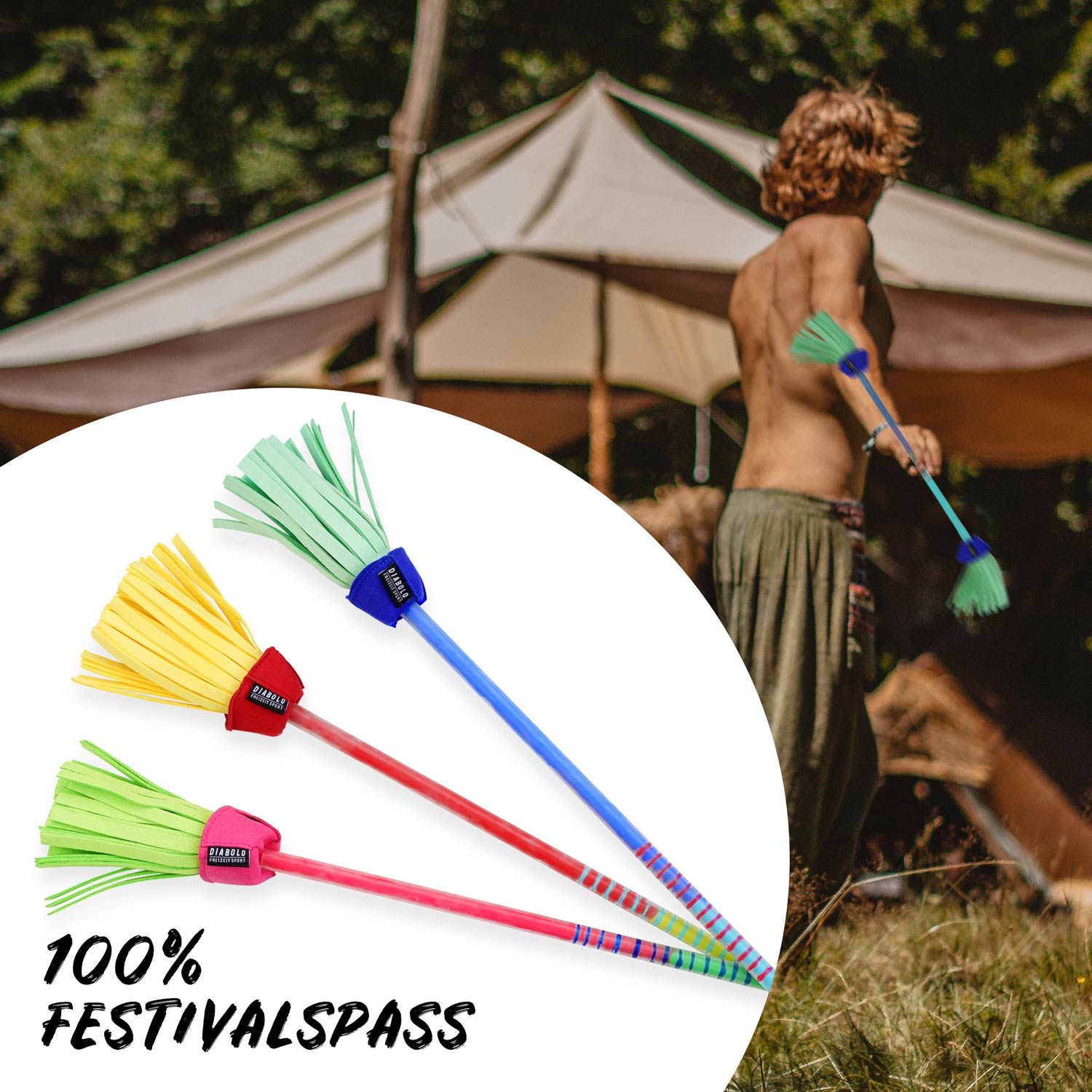Diabolo Freizeitsport - Flower Sticks Pro Short Festival Blau Türkis Diabolo Freizeitsport - Flower Sticks Pro Short Festival Blau Türkis
