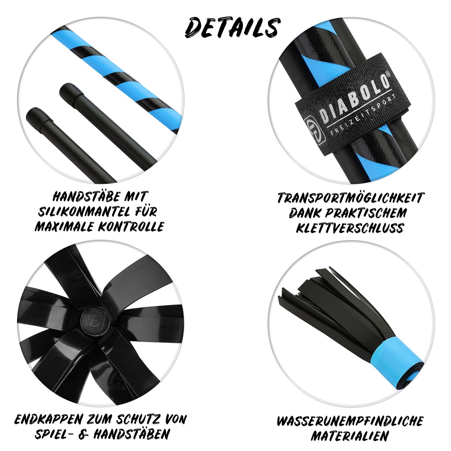 Diabolo Freizeitsport - Flowerstick Basic Blau Detailübersicht 001 Diabolo Freizeitsport - Flowerstick Basic Blau Detailübersicht 001