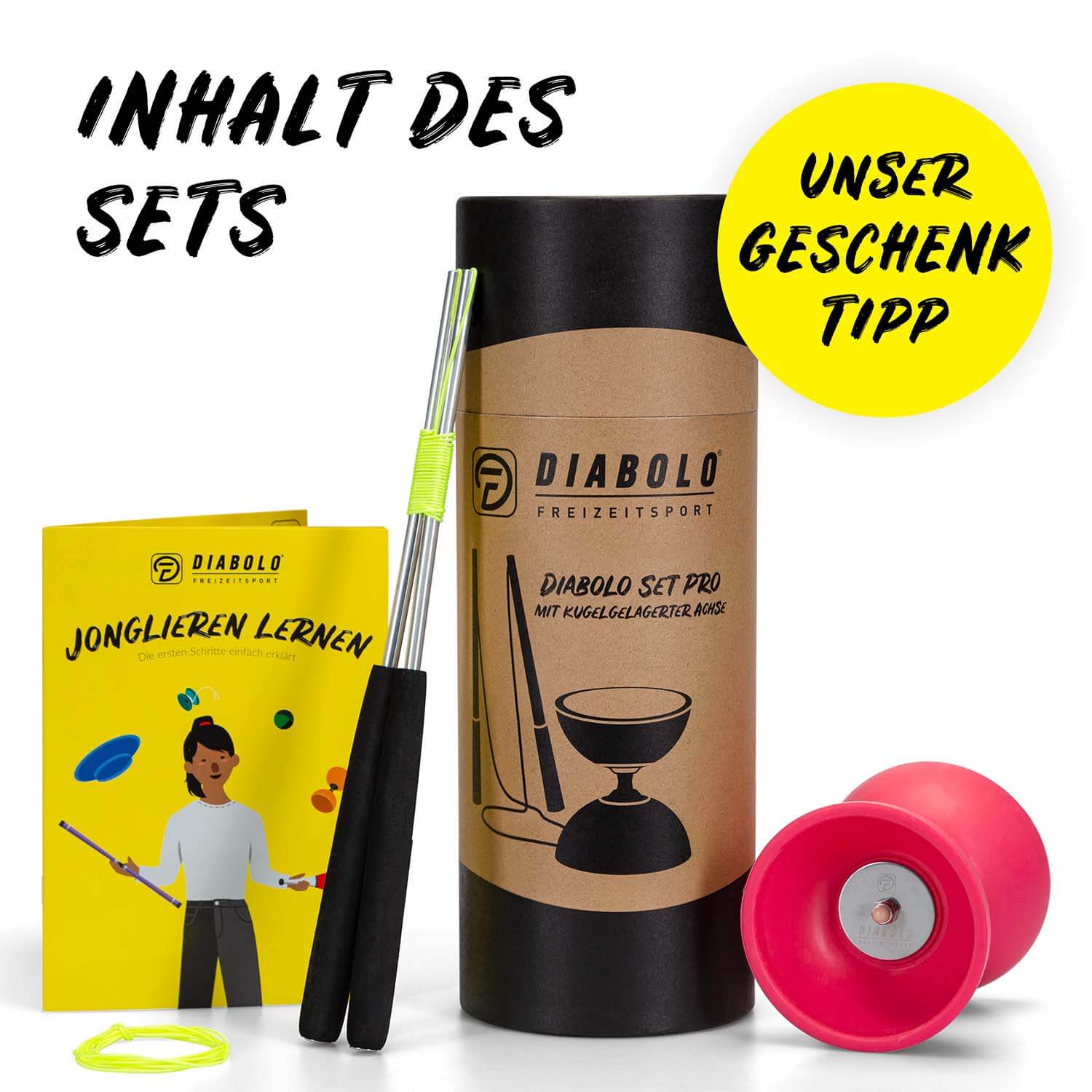 Diabolo Freizeitsport - Diabolo Set Pro Pink Setinhalt Diabolo Freizeitsport - Diabolo Set Pro Pink Setinhalt