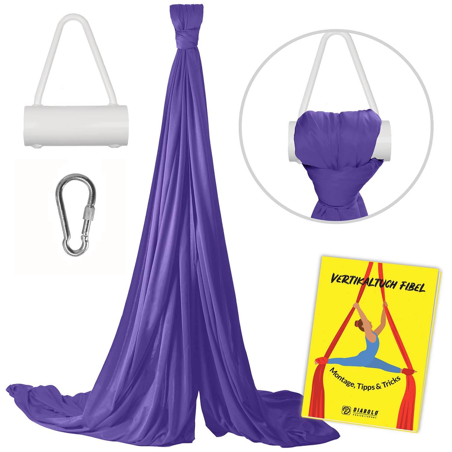 Diabolo Freizeitsport - Vertikaltuch Lila mit Triangelhalterung Weiß mit Anleitungsheft Diabolo Freizeitsport - Vertikaltuch Lila mit Triangelhalterung Weiß mit Anleitungsheft