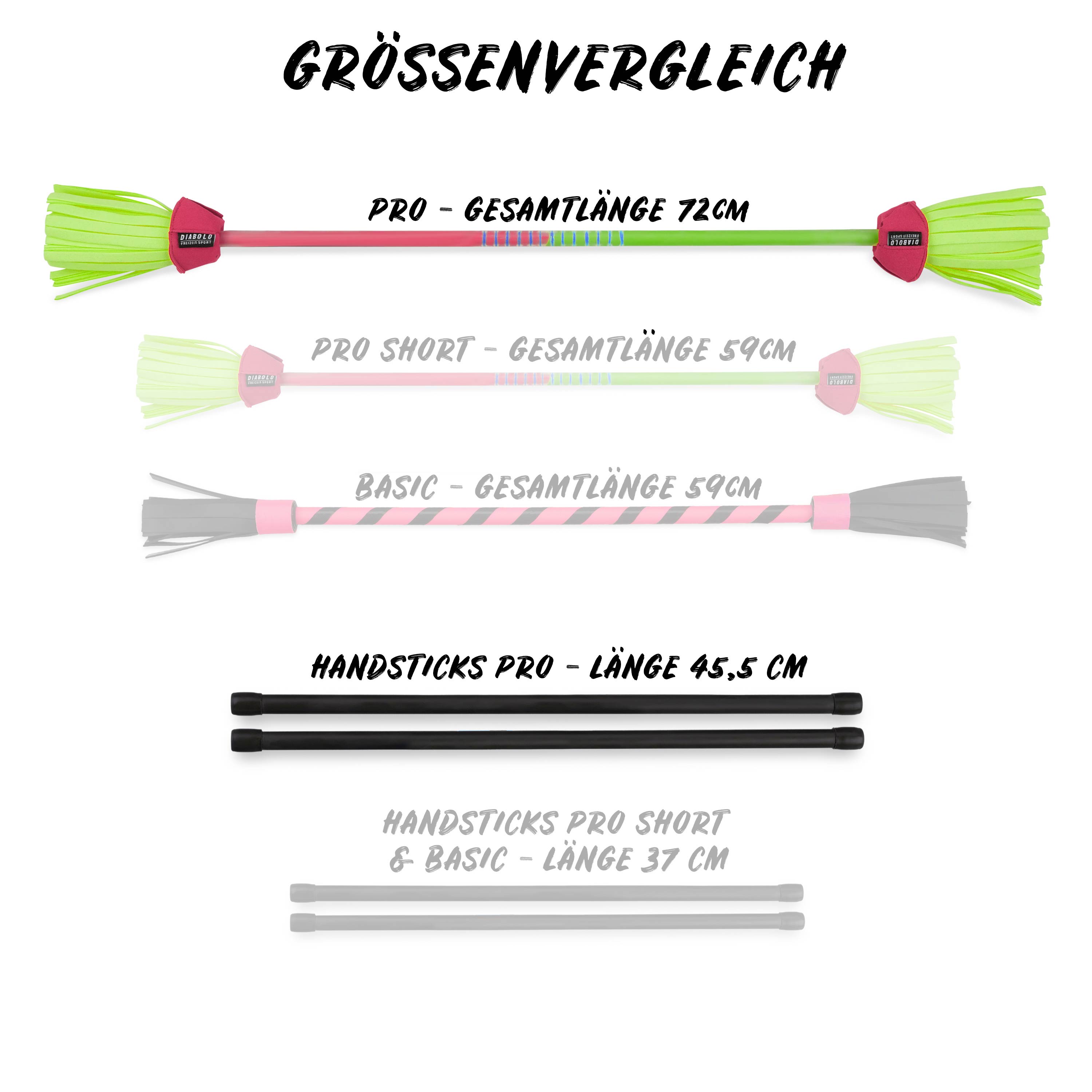 Diabolo Freizeitsport - Flower Sticks Pro Grössenvergleich Grün Pink B Diabolo Freizeitsport - Flower Sticks Pro Grössenvergleich Grün Pink B