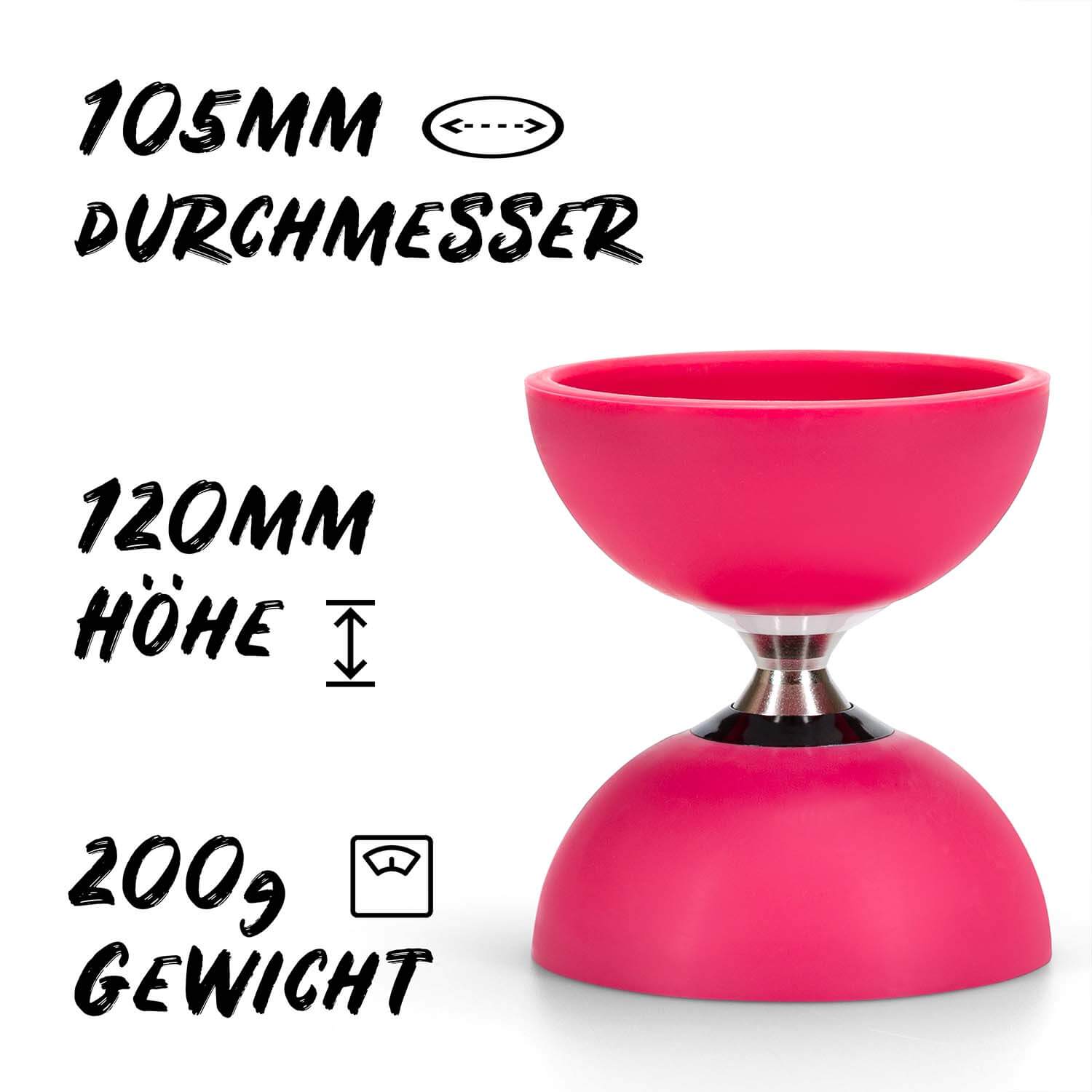 Diabolo Freizeitsport - Diabolo Set Pro Pink 105mm 200g Diabolo Freizeitsport - Diabolo Set Pro Pink 105mm 200g
