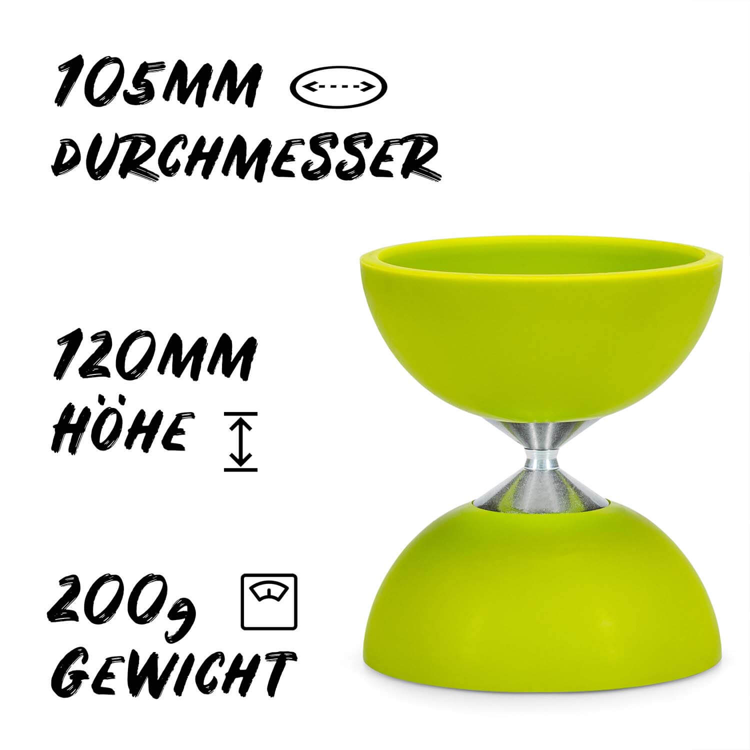 Diabolo Freizeitsport - Diabolo Set Basic Lime 105mm 200g Diabolo Freizeitsport - Diabolo Set Basic Lime 105mm 200g