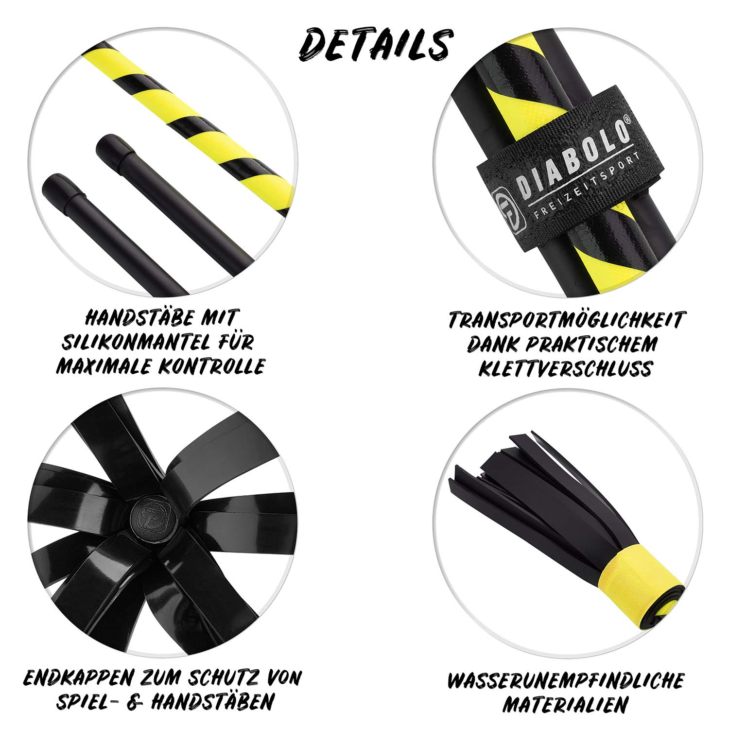Diabolo Freizeitsport - Flowerstick Basic Gelb Detailübersicht 001 Diabolo Freizeitsport - Flowerstick Basic Gelb Detailübersicht 001