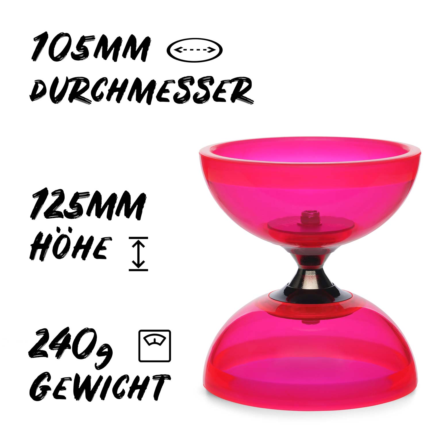 Diabolo Freizeitsport - Diabolo Set Pro Clear Set Rot Abmessungen Diabolo Freizeitsport - Diabolo Set Pro Clear Set Rot Abmessungen