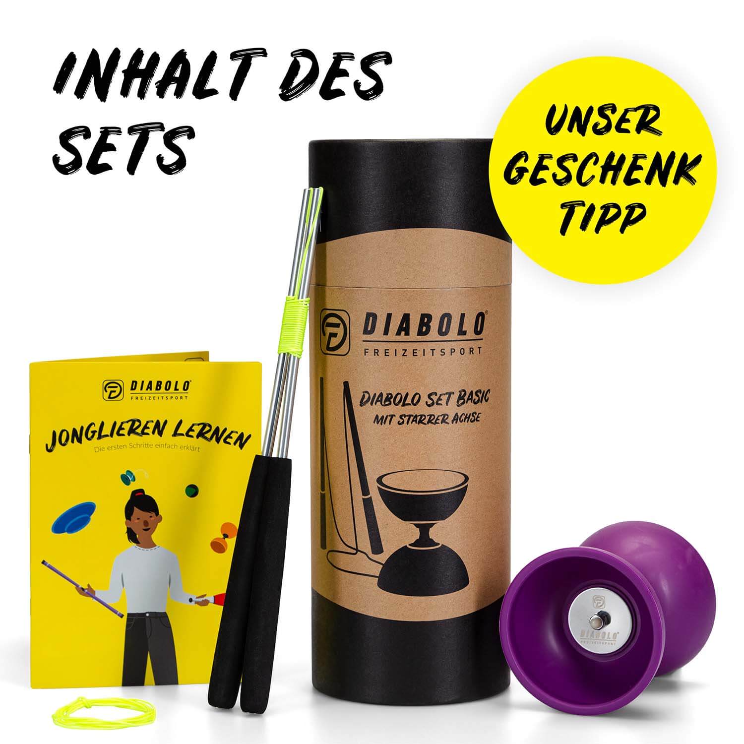 Diabolo Freizeitsport - Diabolo Set Basic Lila Setinhalt Diabolo Freizeitsport - Diabolo Set Basic Lila Setinhalt