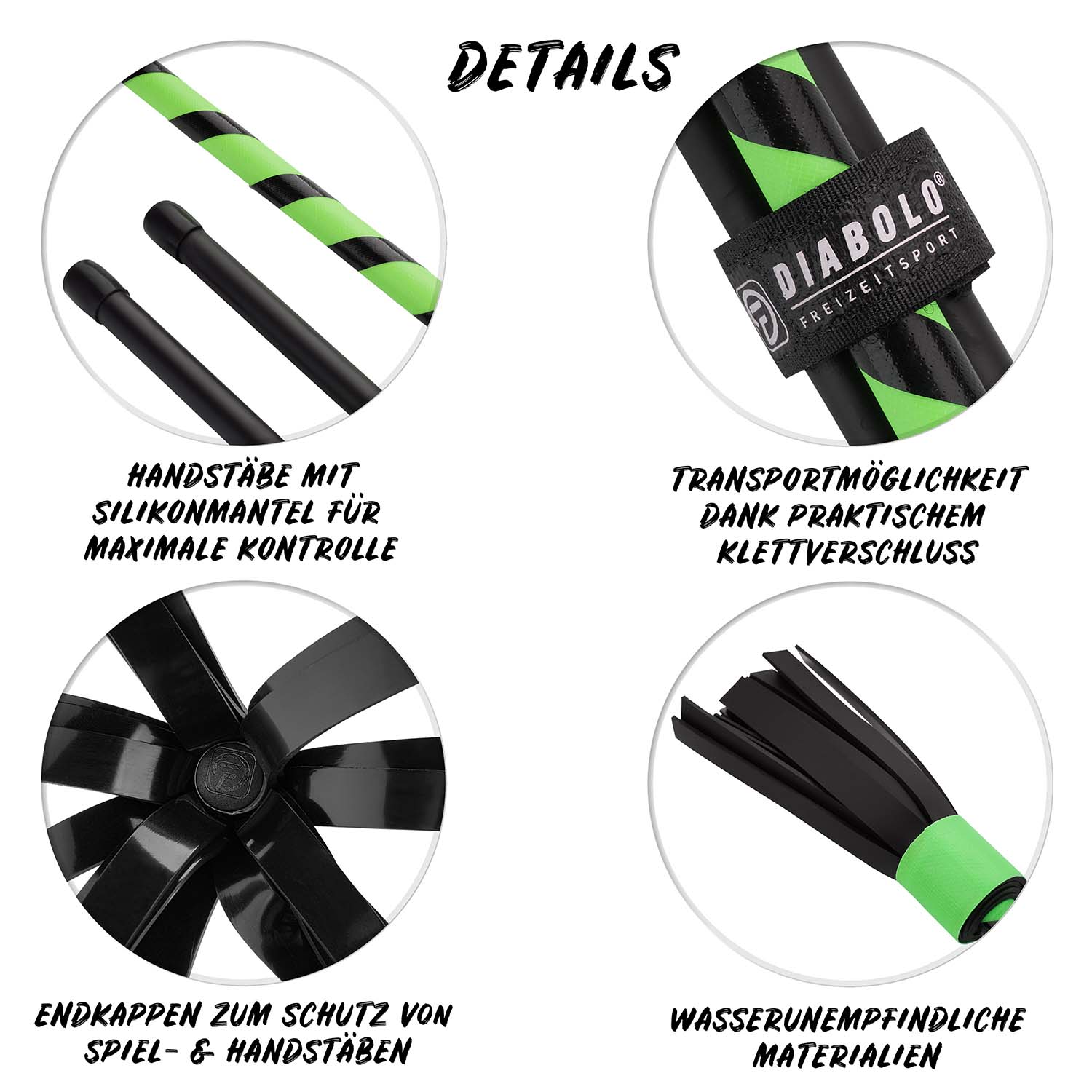 Diabolo Freizeitsport - Flowerstick Basic Grün Detailübersicht 001 Diabolo Freizeitsport - Flowerstick Basic Grün Detailübersicht 001