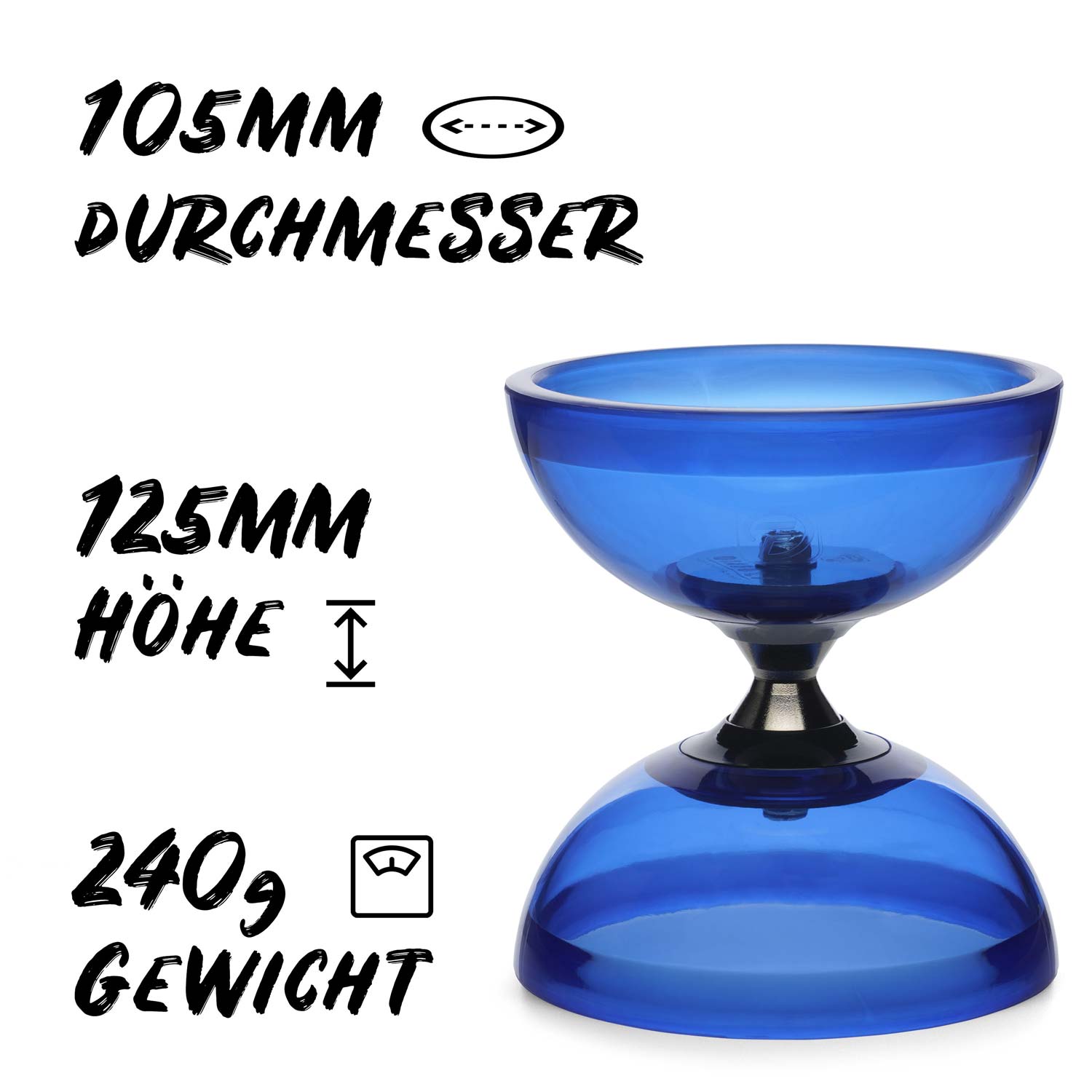 Diabolo Freizeitsport - Diabolo Set Pro Clear Set Blau Abmessungen Diabolo Freizeitsport - Diabolo Set Pro Clear Set Blau Abmessungen