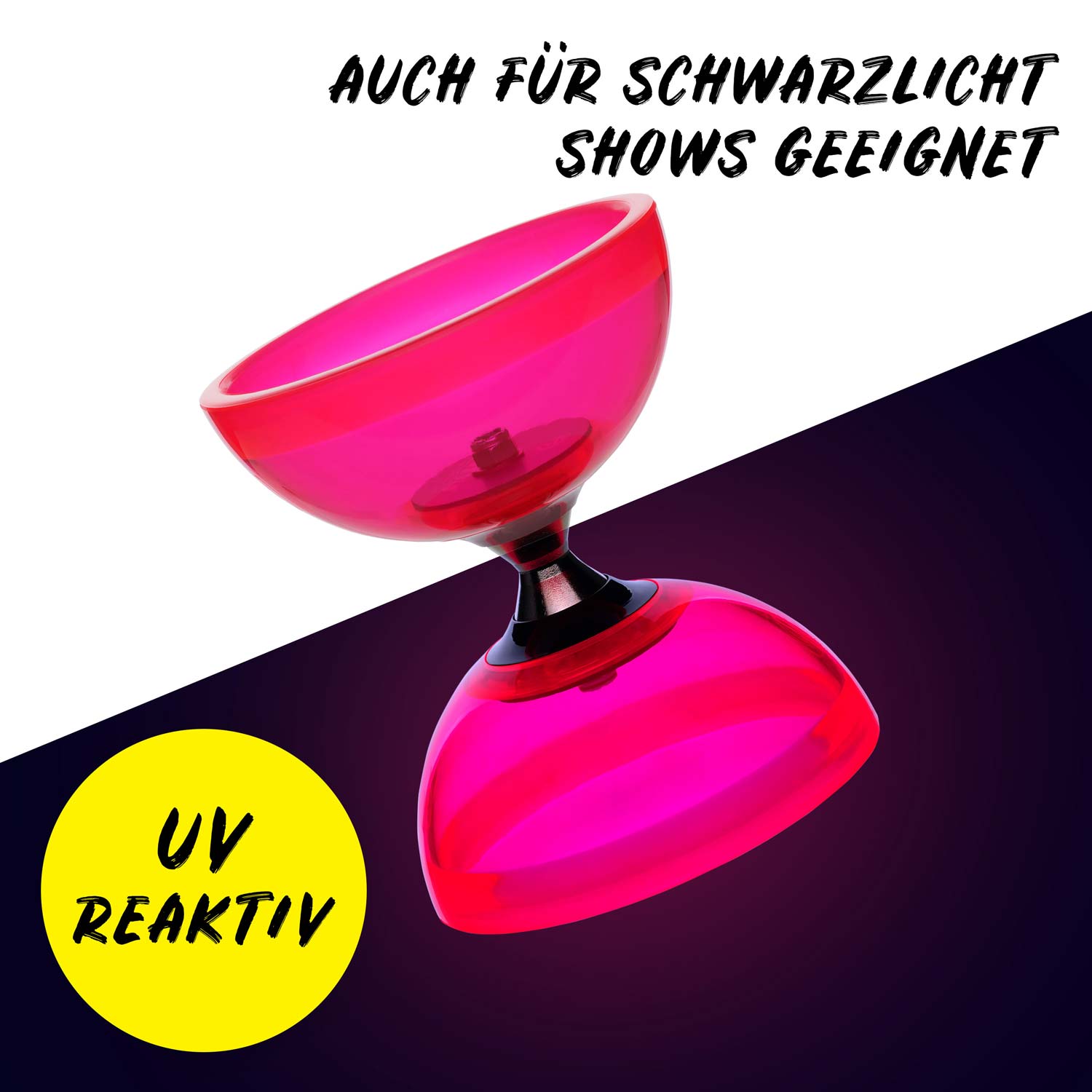 Diabolo Freizeitsport - Diabolo Set Pro Clear Set Rot Uv Reaktiv Diabolo Freizeitsport - Diabolo Set Pro Clear Set Rot Uv Reaktiv